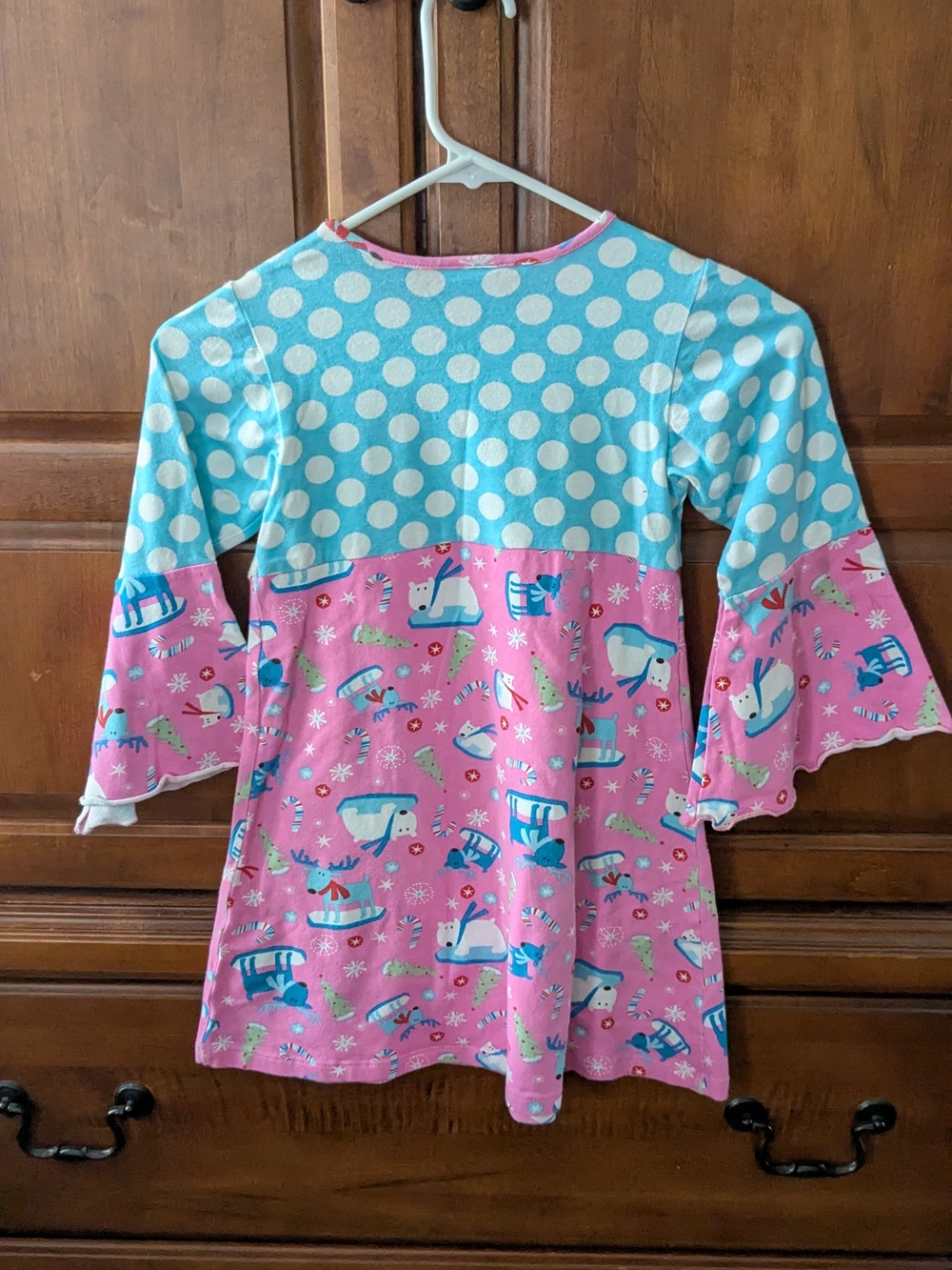Flap Happy Pink Trim Aqua Polka Girl's Dress - Picture 2 of 6
